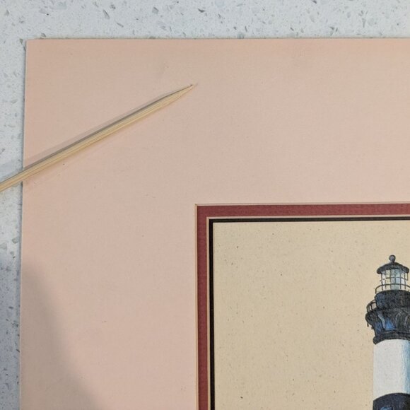 Lighthouse Mixed Media Art Signed Original 1992 Matted Costal Outer banks - Picture 6 of 15